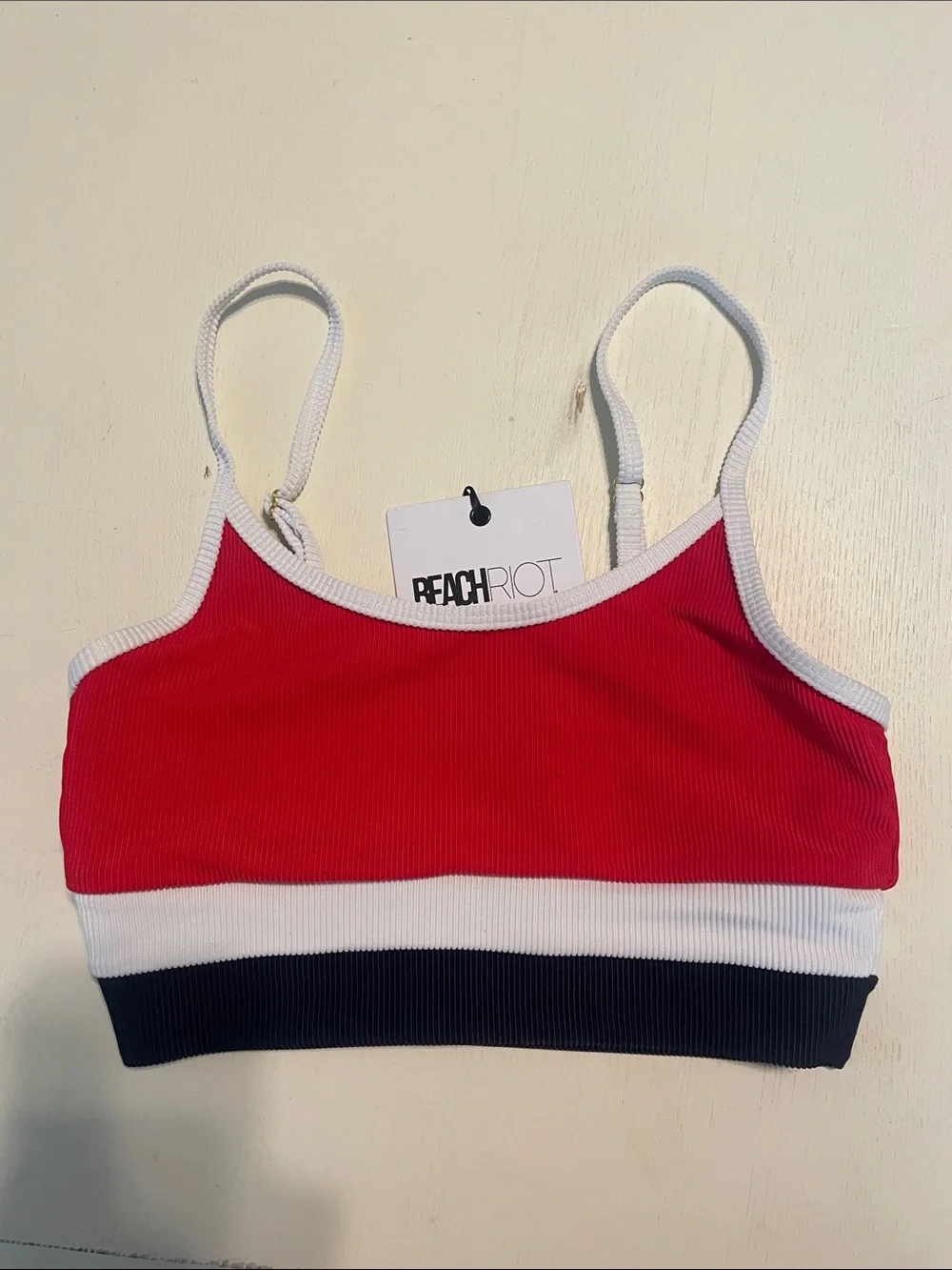 New Beach Riot Eva Americana Colorblock Bikini Swim Top size XS
